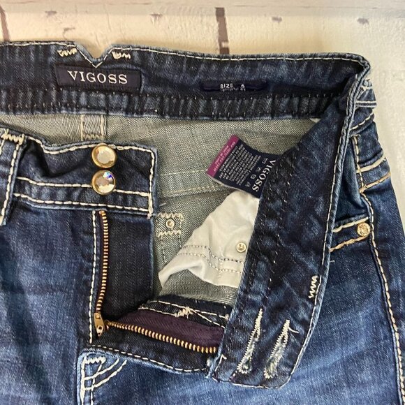 Vigoss The Chelsea Capri Jeans Women's Size 6 (29 x 22) Mid Rise Embellished - Picture 9 of 14